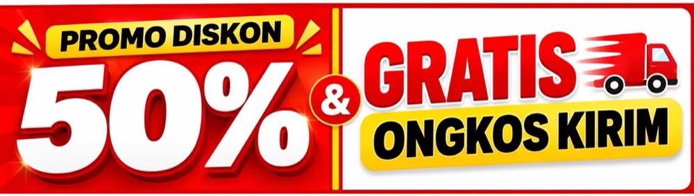 Promo diskon 50% + gratis ongkos kirim